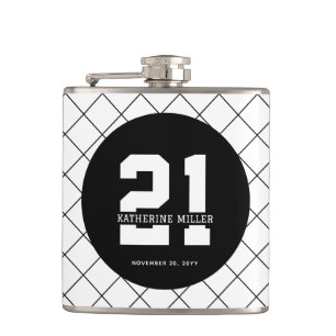 Personalized 21st Birthday Modern and Elegant Hip Flask