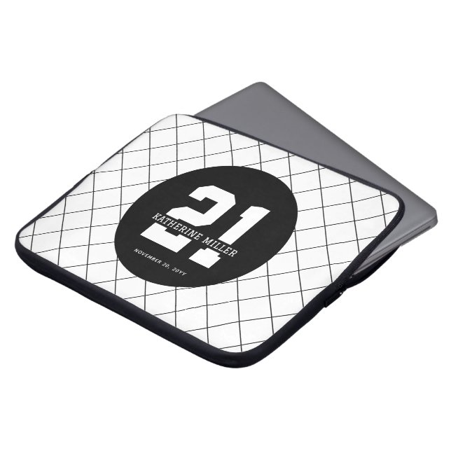 Personalized 21st Birthday Modern and Elegant   Laptop Sleeve (Front Top)