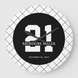 Personalized 21st Birthday Modern and Elegant   Large Clock