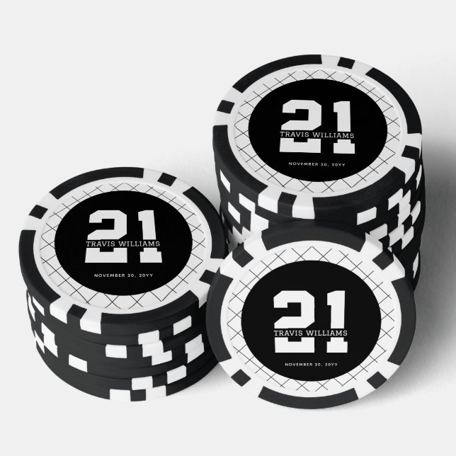 Personalized 21st Birthday Modern and Elegant   Poker Chips (Stack)