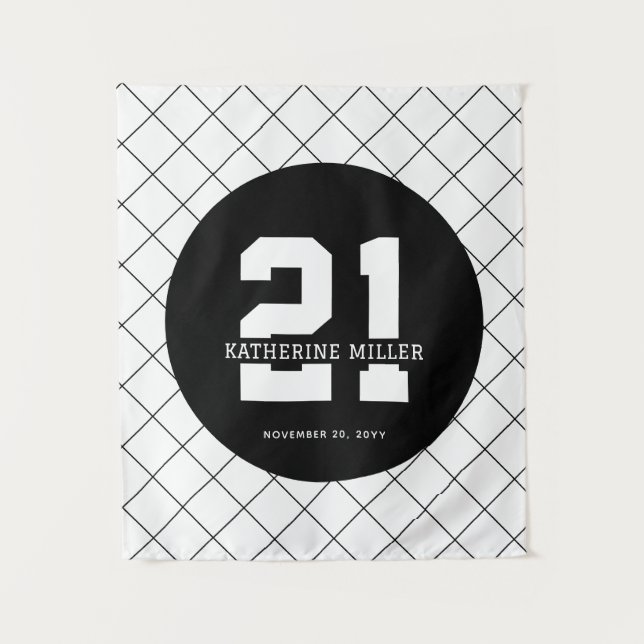 Personalized 21st Birthday Modern and Elegant   Tapestry (Front)