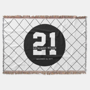 Personalized 21st Birthday Modern and Elegant   Throw Blanket