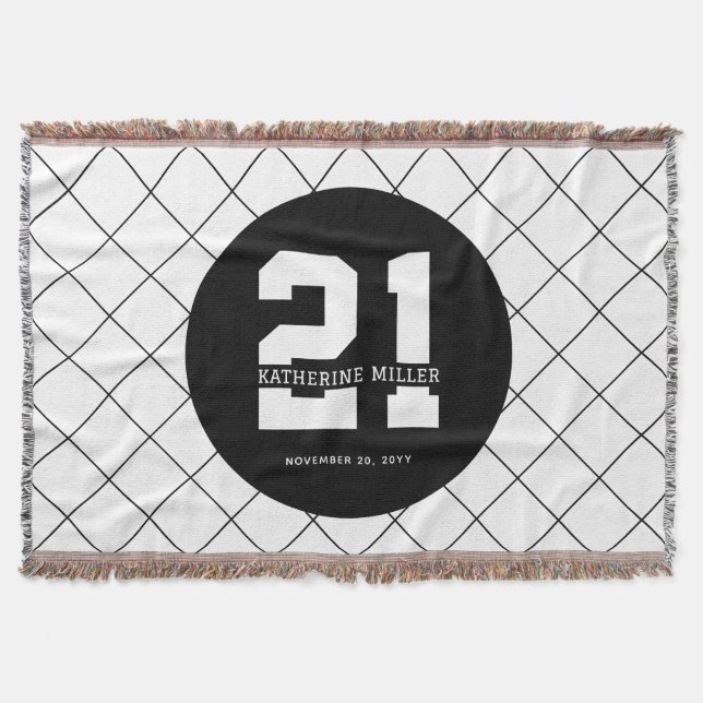 Personalized 21st Birthday Modern and Elegant   Throw Blanket (Front)