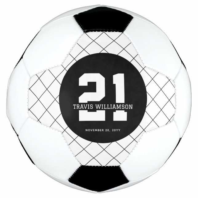 Personalized 21st Birthday Modern  Soccer Ball (Front)