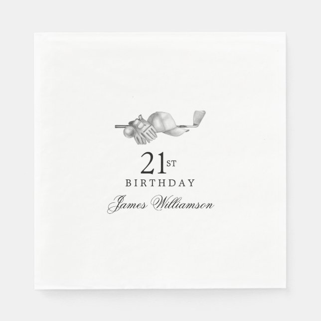 Personalized 21st Birthday Party Golf Theme Napkin (Front)