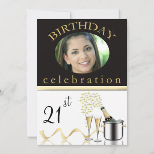 Personalized 21st Birthday Party Photo Invitations