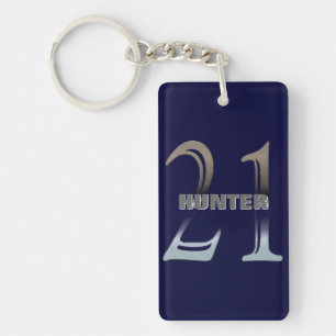 Personalized 21st Birthday Silver Number 21 Keychain