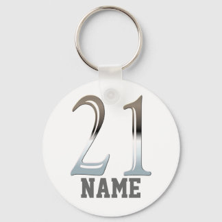 Personalized 21st Birthday Silver | Number 21 Keychain