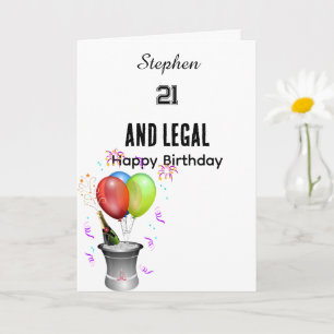 Personalized 21st funny minimalist birthday  card