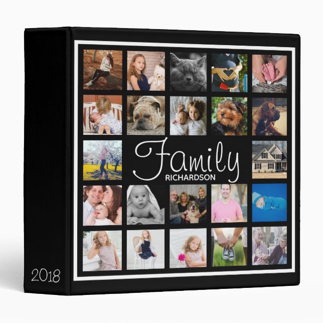 Personalized 22 Family Square Photo Collage Binder (Front/Spine)