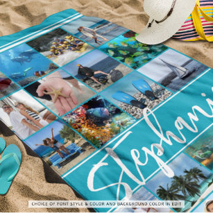 Personalized 24 Photo Collage Custom Colour Beach Towel
