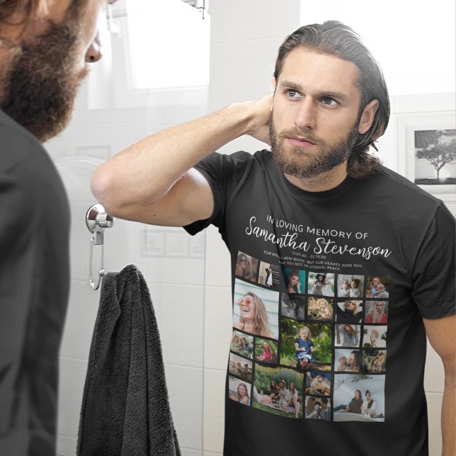 Personalized 24 Photo Collage Memorial T-Shirt (Creator Uploaded)