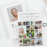 Personalized 24 Photo Collage Thank You Card<br><div class="desc">This photo collage memorial thank you card has 25 photos, can be for him or her, is perfect for giving out at a funeral, wake or memorial service. The memorial thank you cards is easy to personalize and the font styles, size and font colour can be changed by clicking on...</div>