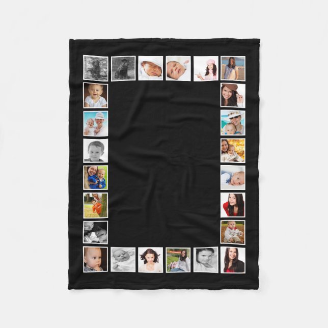 Personalized 24 Photo DIY Custom Photo Collage Fleece Blanket (Front)
