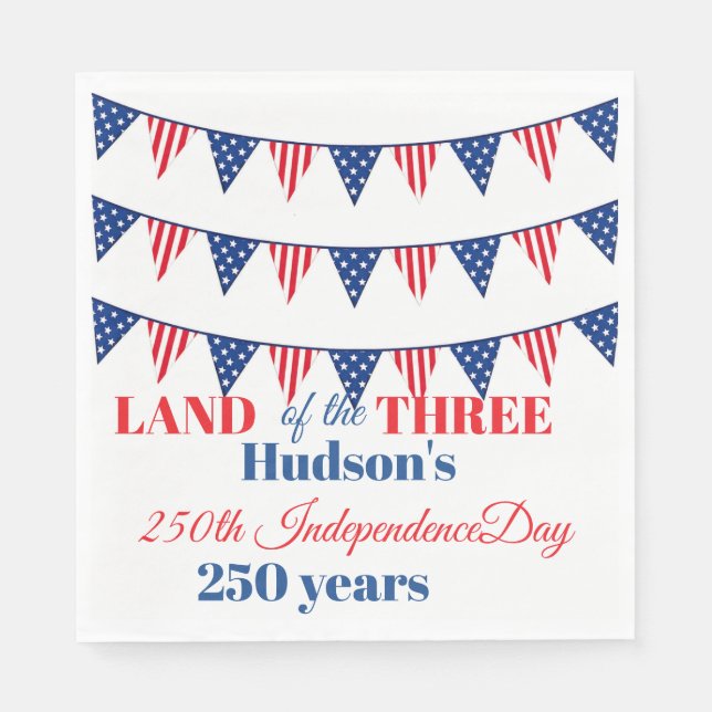 Personalized 250th Independence Day Party Napkins (Front)