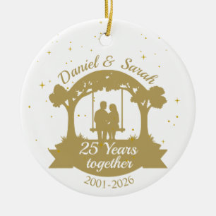 Personalized 25th Anniversary Gift Keepsake Ceramic Ornament