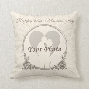 Personalized 25th Anniversary Gifts PHOTO and TEXT Throw Pillow