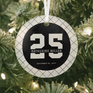 Personalized 25th Birthday Modern and Elegant   Glass Ornament
