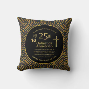 Personalized 25th Ordination Anniversary Priest Th Throw Pillow