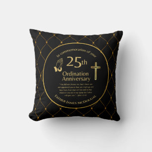 Personalized 25th Ordination Anniversary Priest Th Throw Pillow