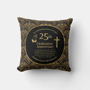 Personalized 25th Ordination Anniversary Priest Throw Pillow