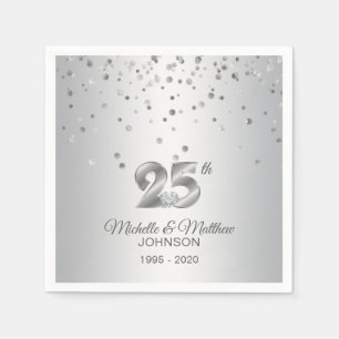 Personalized 25th Silver Wedding Anniversary Napkin