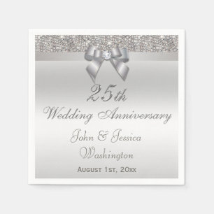 Personalized 25th Silver Wedding Anniversary Napkin