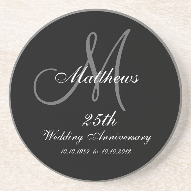 Personalized 25th Wedding Anniversary Coaster (Front)