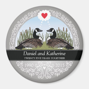 Personalized 25th Wedding Anniversary, Geese Magnet
