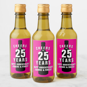 Personalized 25th wedding anniversary mini wine label