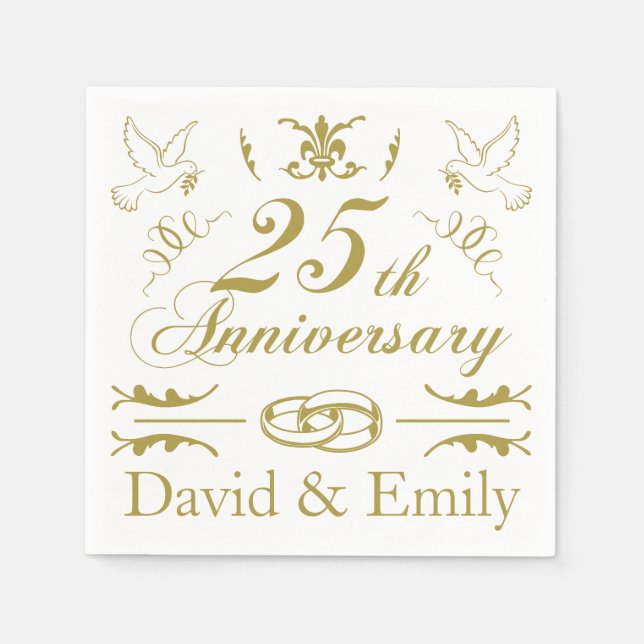 Personalized 25th Wedding Anniversary Napkin (Front)