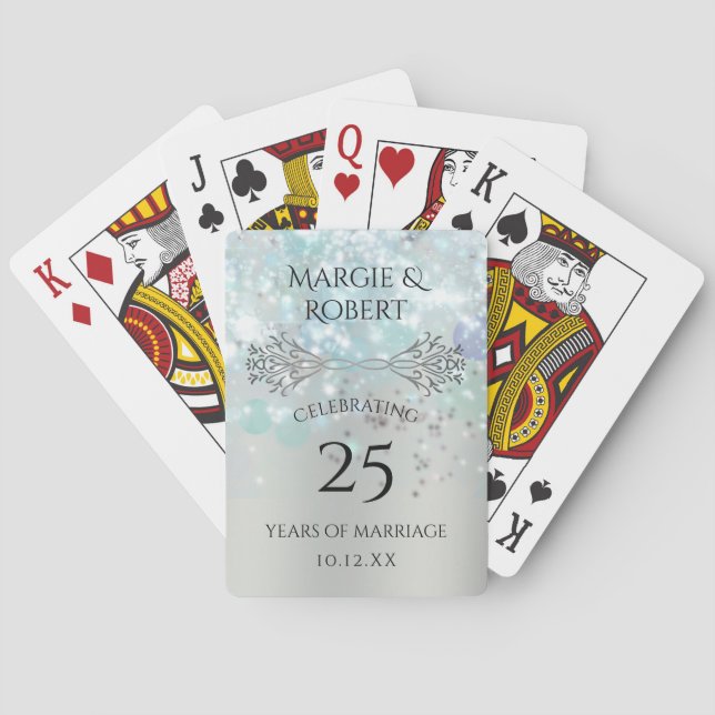 Personalized 25th Wedding Anniversary Party Favour Playing Cards (Back)