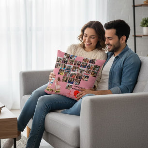 Personalized 25th Wedding Anniversary Photo Collag Throw Pillow