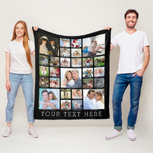 Personalized 27 Photo Collage Captions Your Colour Fleece Blanket