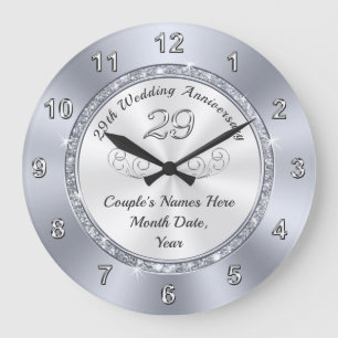 Personalized 29 Year Anniversary Gift Ideas Large Clock