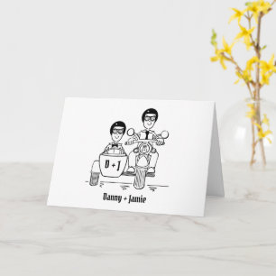 Personalized 2 Grooms Motorbike & Sidecar Wedding Card