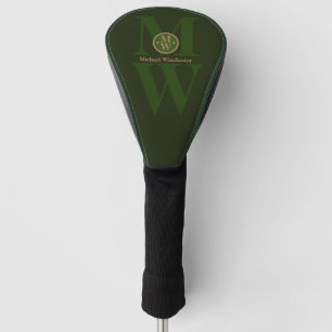 Personalized 2-letter Vertical Monogram Dark-Green Golf Head Cover