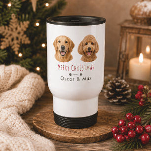 Personalized 2 Pet Photo Christmas Travel Mug