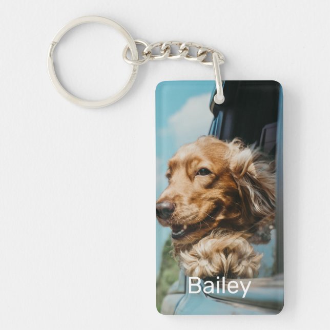 Personalized 2 Pet Photo Name Dog Lovers Keepsake Keychain (Front)