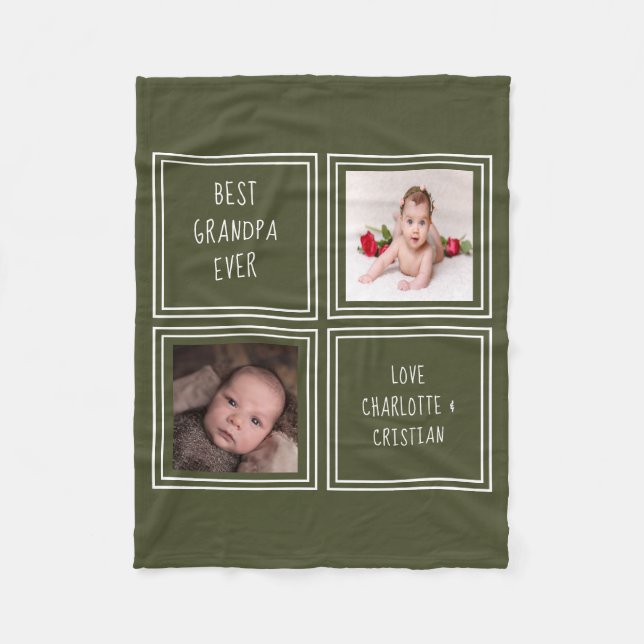 Personalized 2 Photo And Text Fleece Blanket (Front)