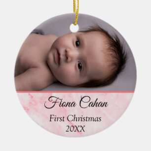 Personalized 2 Photo Babys My First Christmas 2021 Ceramic Ornament