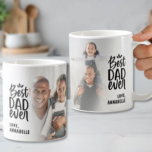 Personalized 2 Photo Best Dad Ever Coffee Mug