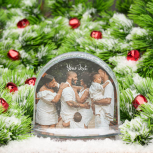 Personalized 2 Photo & Custom Text Template  Snowglobe