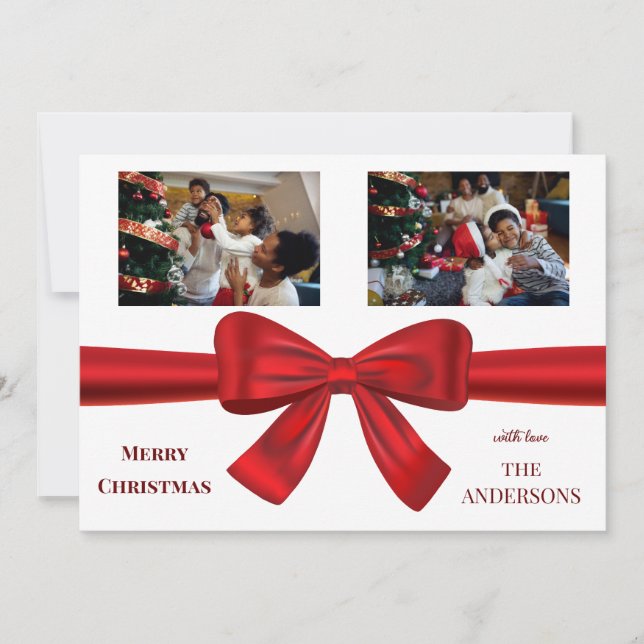 Personalized 2 photo family Christmas  Holiday Card (Front)