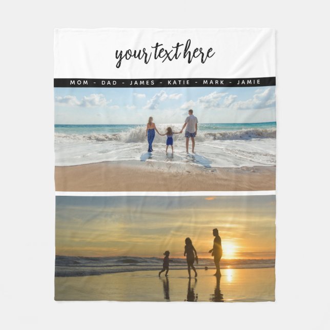 Personalized 2 Photo Family Love Memories  Fleece Blanket (Front)