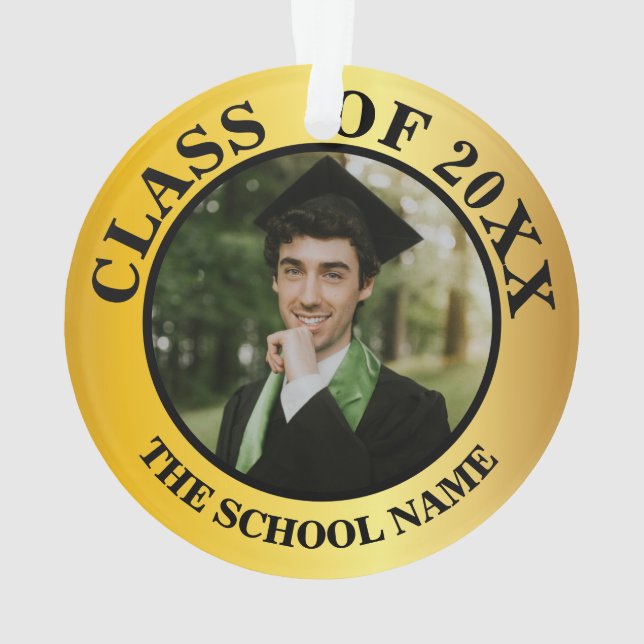 Personalized 2 Photo Graduation Class of 2025 Ornament (Back)