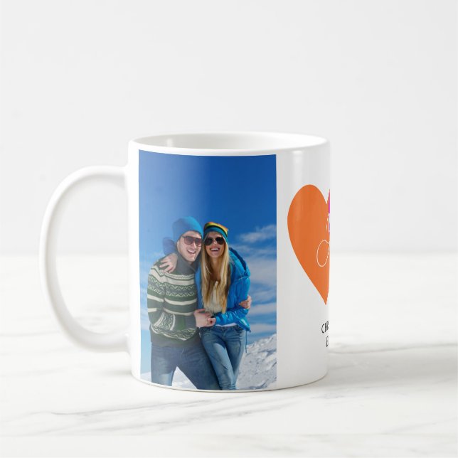 Personalized 2 Photo Hearts You & Me Custom Named Coffee Mug (Left)