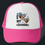 Personalized 2 Photo I Love My Girlfriend  Trucker Hat<br><div class="desc">I Love My Girlfriend Heart Personalized 2 Photo</div>