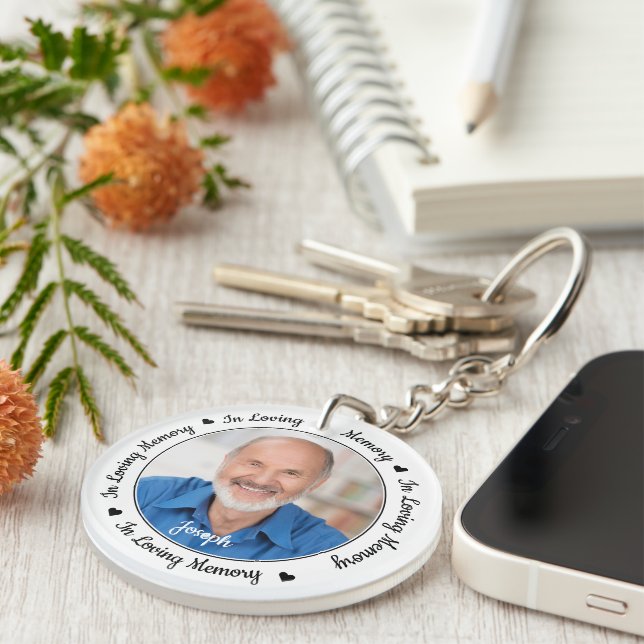 Personalized 2 Photo In Loving Memory Memorial Keychain (Front Right)