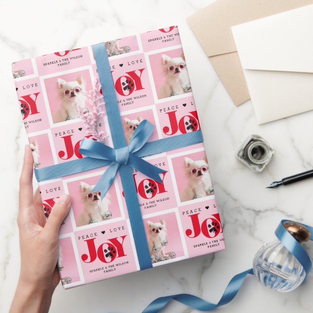 Personalized 2 Photo Pet Dog JOY Wrapping Paper (Gifting)
